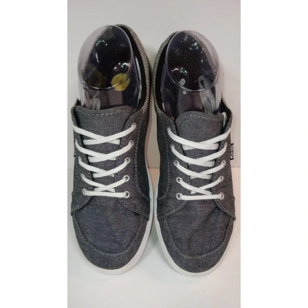Keds Tour Chambray Sneaker Womens 8 Charcoal Gray Striped Ankle Low Top Casual